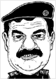 or maybe this caricature, originally appearing in Salon, is actually Sadam as John Banner, the man who played the role of Sergeant Hans Schultz.  Did you know that Banner is buried in the same cemetary as Beethoven?  That's Beethoven the composer, not Beethoven the dog.