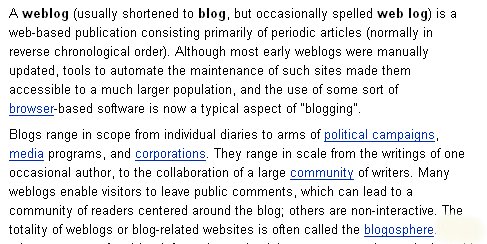 Wikipedia's definition of a blog<br /><br />
<br />